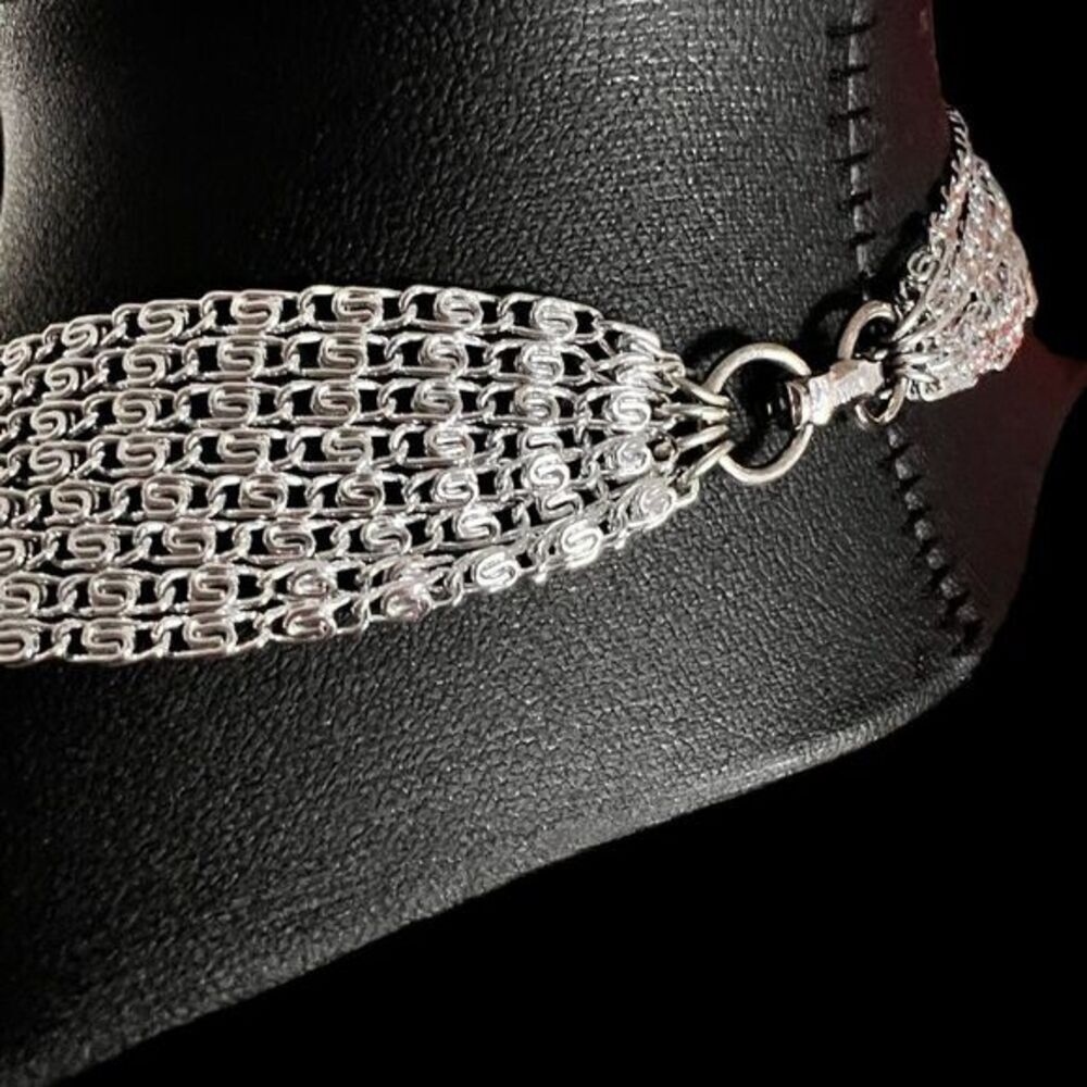 VINTAGE SARAH COVENTRY Women's Choker 8 Strand Silver Tone Aluminum 15 in - Picture 15 of 16